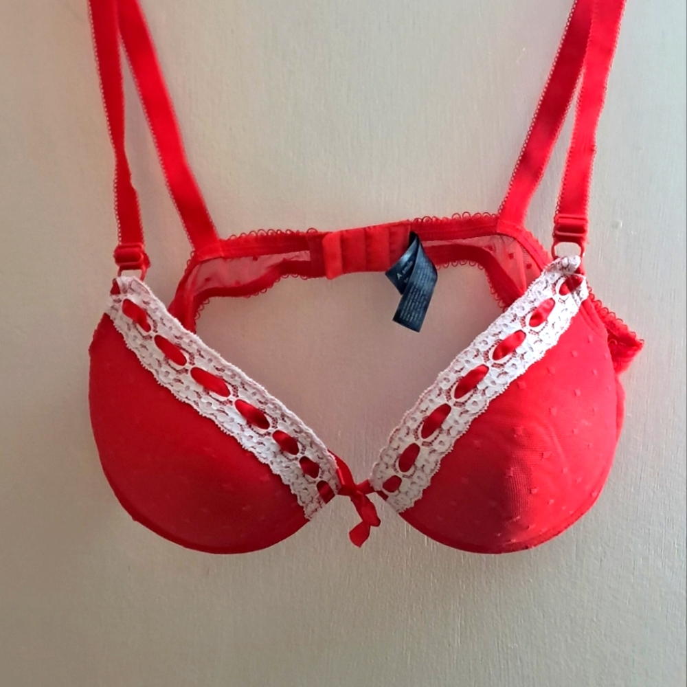 Red Lace Trim Bra
